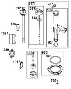 Lubrication Group Diagram and Parts List for 44S977-0031-B5 400000 - 699999 Briggs and Stratton Engine